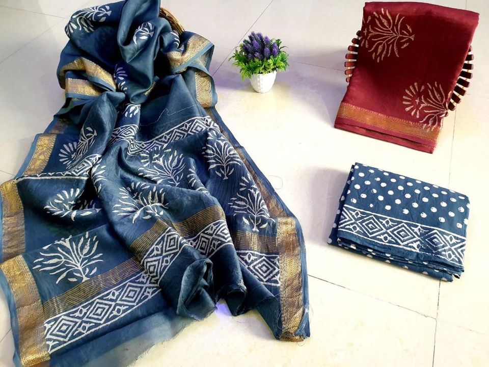 Post image I want 3 Pieces of Chanderi silk dress material.
Below is the sample image of what I want.