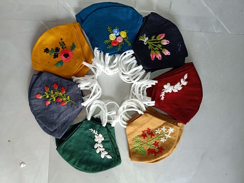 Embroidery mask multi colour desgin available  uploaded by BOKADIYA TEXOFIN on 8/8/2021