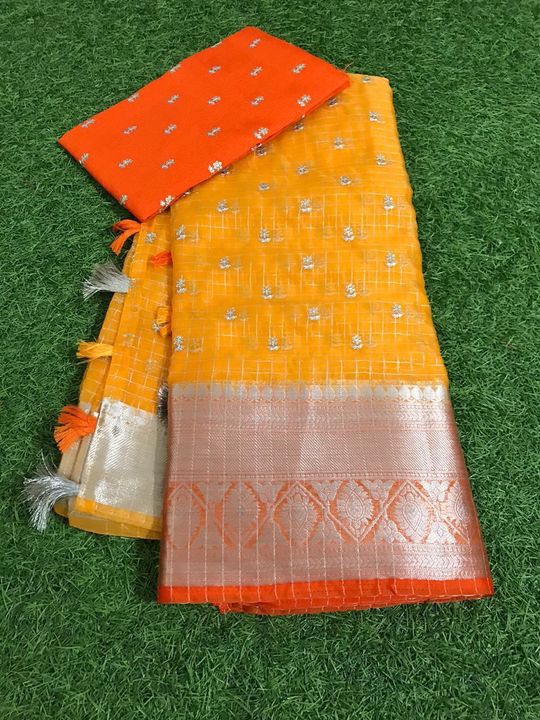 Organza sarees uploaded by business on 8/8/2021