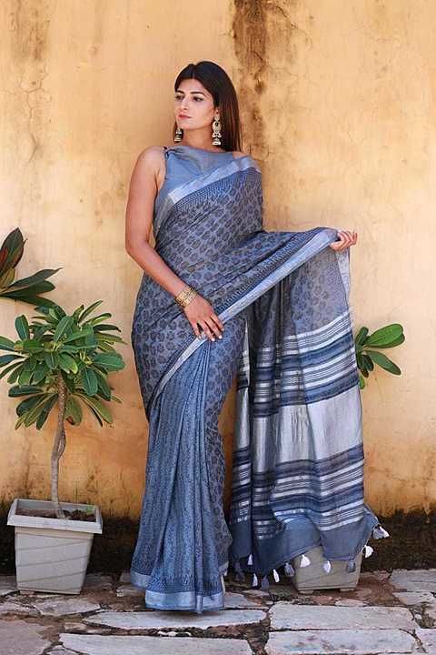 Post image Hand block printed
Linen fabric saree 
With Blouse Piece
With attached tassels
Traditional Jaipuri Print
Price 899 free shipping
