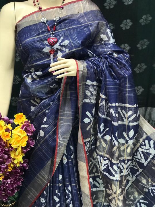 PURE LINEN BATIK PRINT SAREE uploaded by business on 8/9/2021