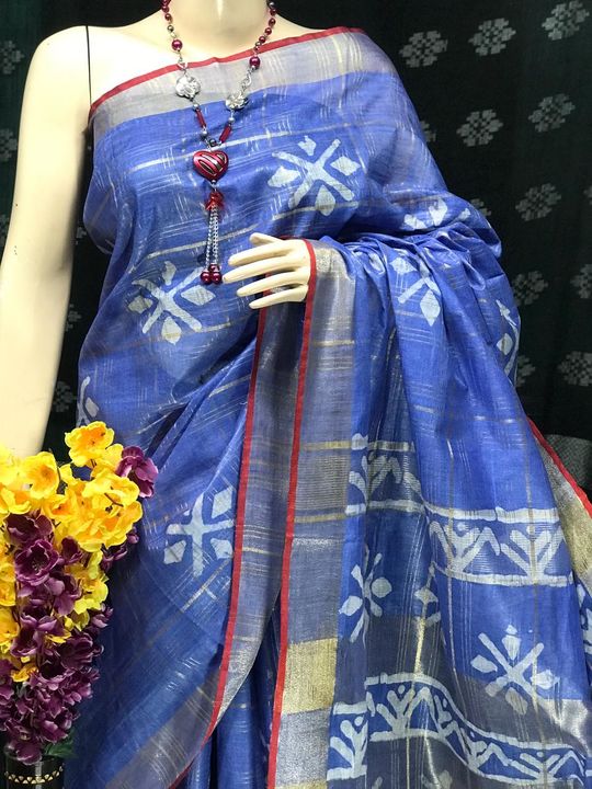 PURE LINEN BATIK PRINT SAREE uploaded by business on 8/9/2021