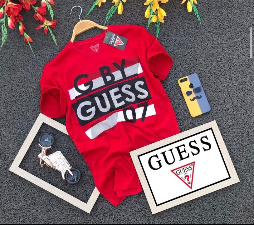 Post image *Guess 🔥🔥*
*Unisex Tee For Hot Dudes &amp; Cuties*              Style - Men’s R-neck TSHIRT ...WITH *CHEST NON PVC PRINT*
Fabric - 100% Pure Lycra+Cotton JERSEY fabric bole to ek dum rapchik
*239+Shipping*
*M-38, L-40, XL-42*