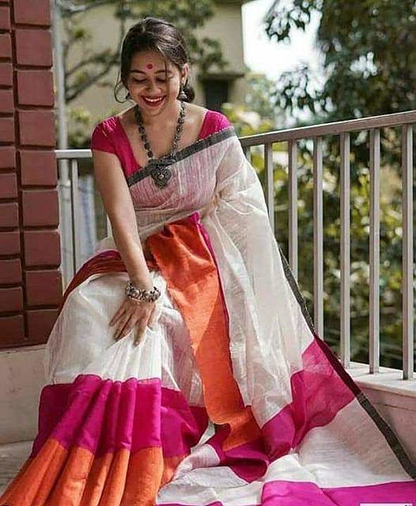 Post image *Fabric:*Malmal Linen cotton 5.5 Meter Saree*
*Blouse*: *Banglori Satin 0.80*
*ORIGINAL DIGITAL PRINT*
