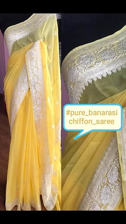Pure silk chiffon saree banarasi uploaded by AMINA CREATIONS on 8/29/2020