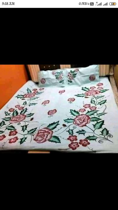 Hand painted bedsheets with two pillow covers  uploaded by Vardaan enterprises on 8/9/2021