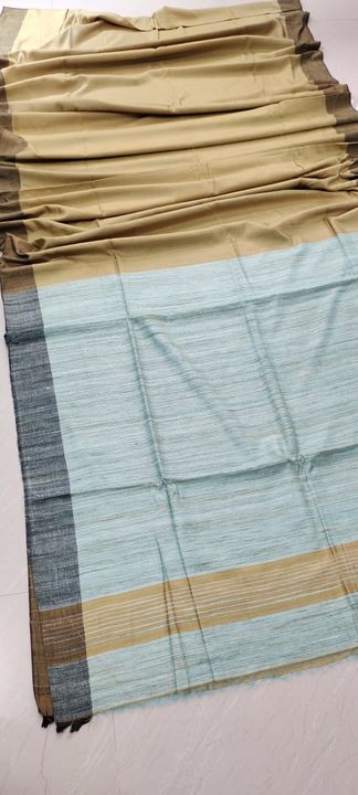 Post image Tassar Ghicha pallu silk saree with contrast pallu and strips blouse