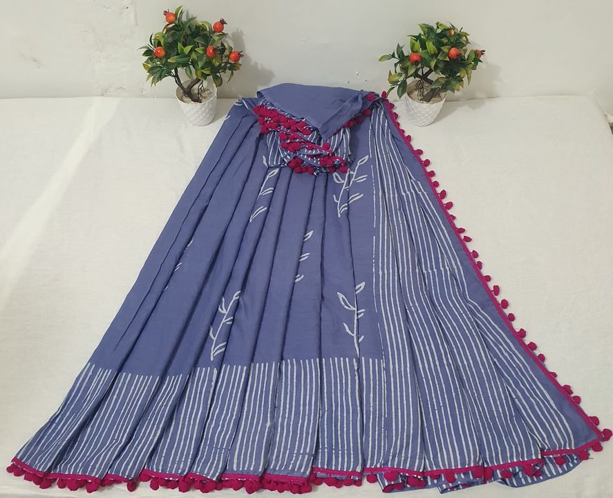 Pom pom saree uploaded by Cotten saree and suit on 8/10/2021