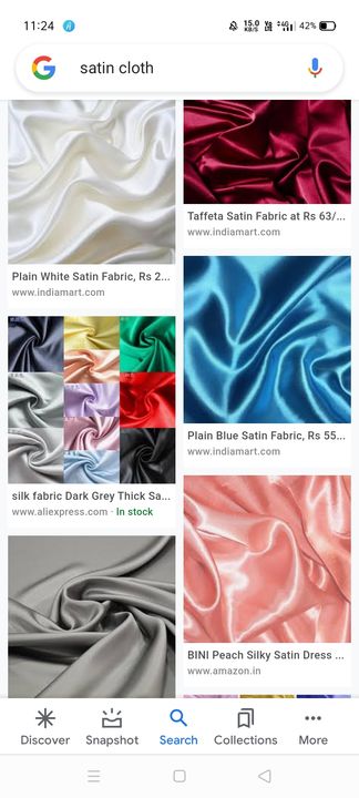 Post image I want 7 Metres of I want satin fabric cloths in different colours in wholesale price  chat with if cod is available.
Chat with me only if you offer COD.
Below is the sample image of what I want.