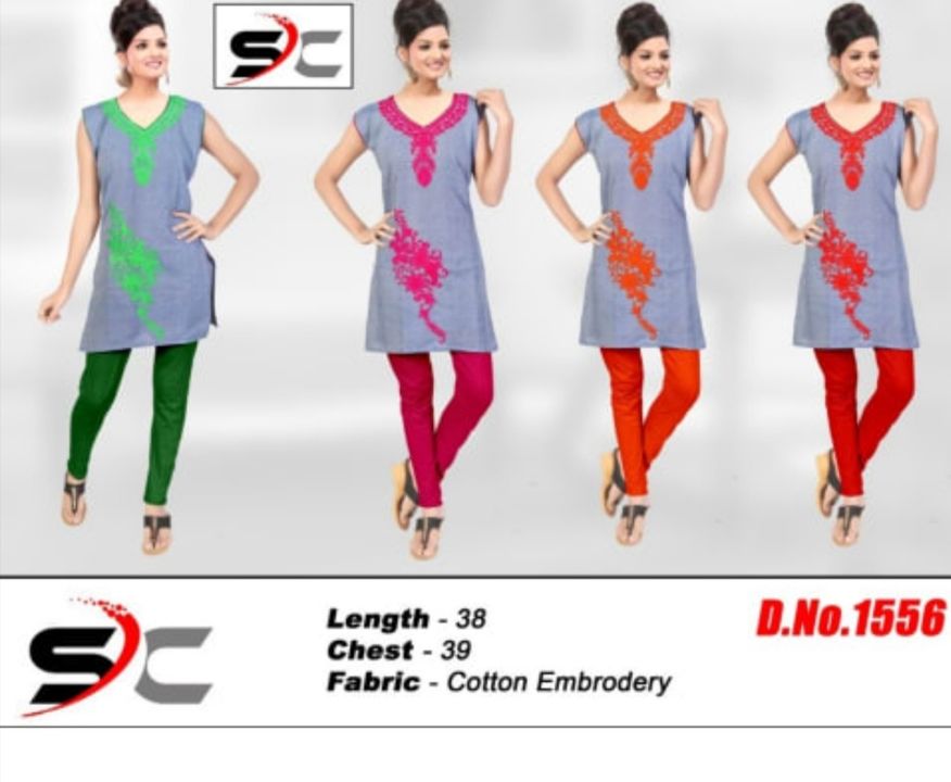 Combo embroidered above knee straight kurti uploaded by business on 8/10/2021