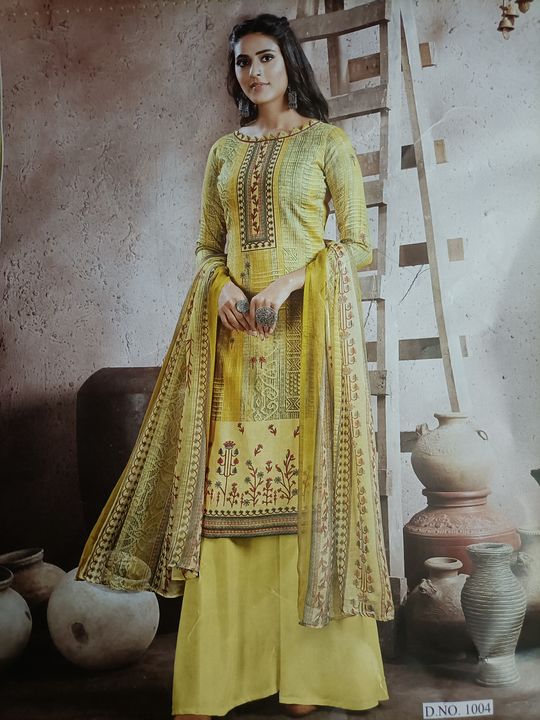 Post image Printed Cotton Suit With Printed Shifon Dupatta