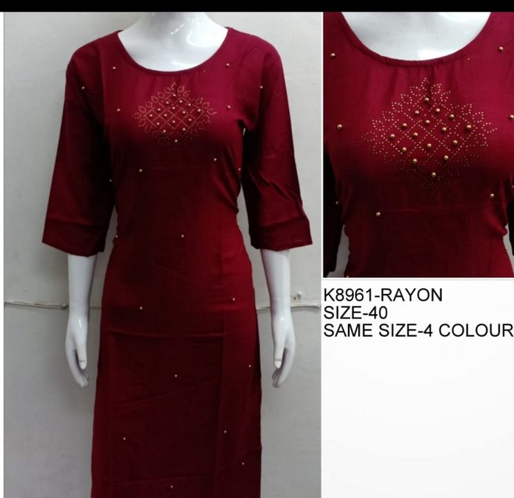 Rayon solid kurti uploaded by business on 8/10/2021