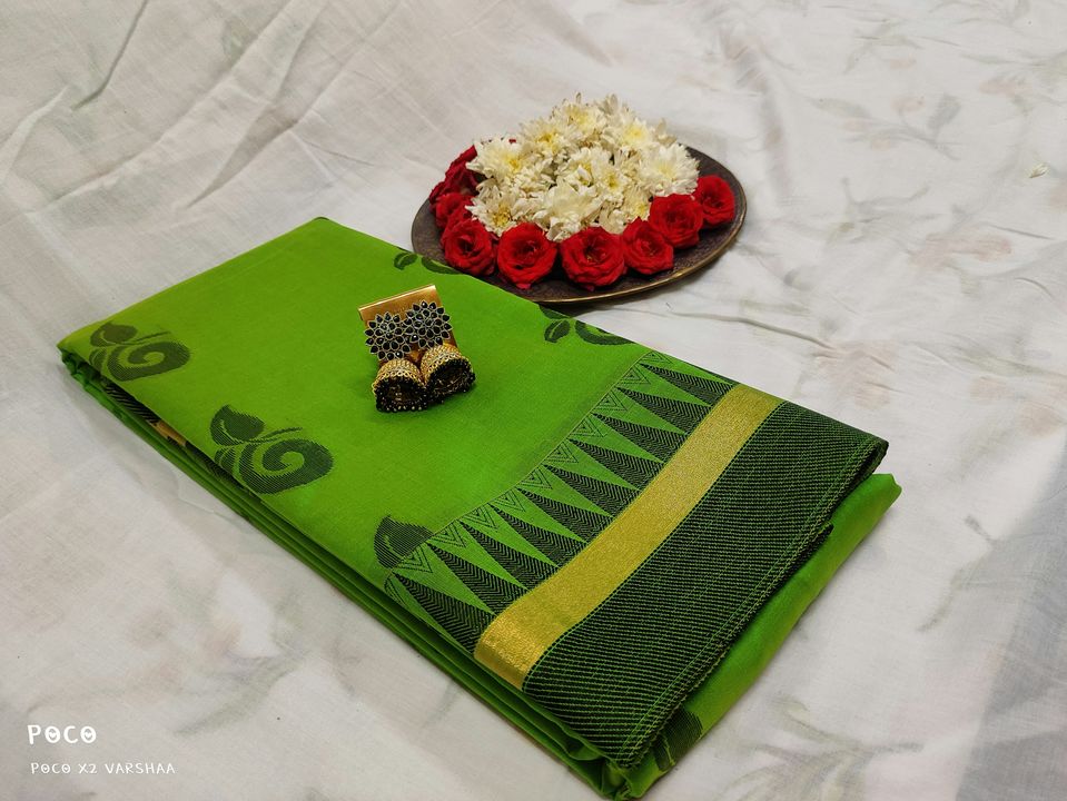 Meena Butta work silk cotton saree uploaded by Indu's Collection on 8/10/2021