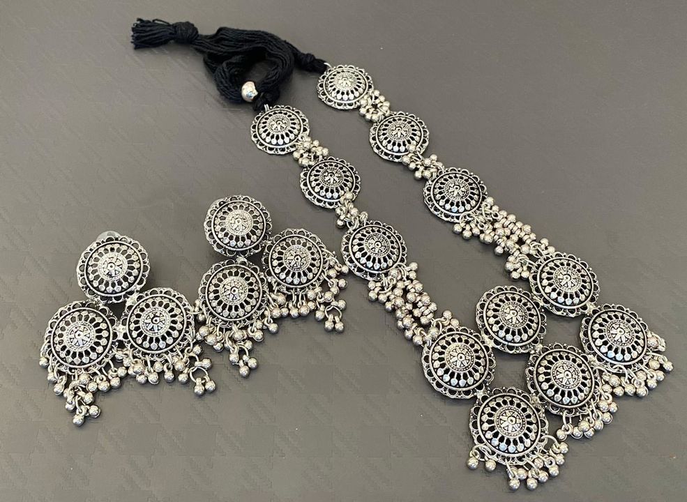 Western style Black polish necklace set with earrings  uploaded by Chanchal jewellery on 8/10/2021