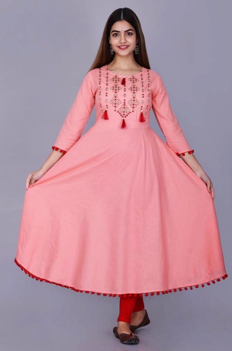 Kalrav Embroidery Kurta for women's peach color uploaded by Sk Manufacturers on 8/11/2021