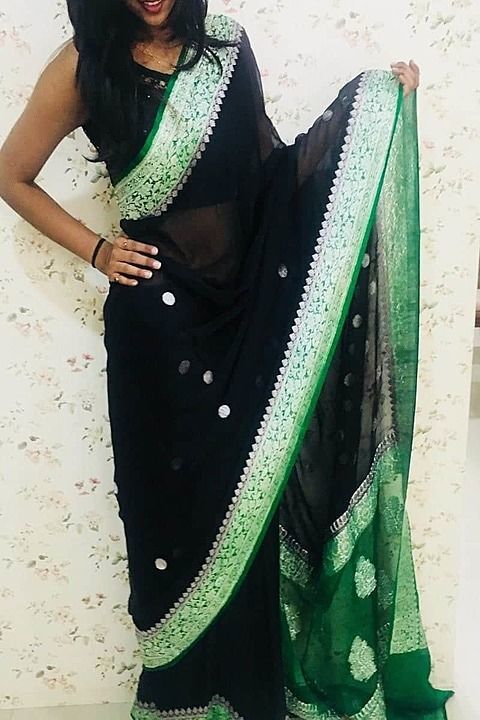Pure chiffon saree banarasi uploaded by AMINA CREATIONS on 8/29/2020