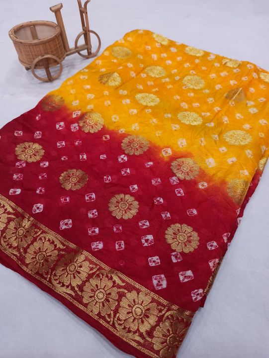 Post image Sale!!!! Sale!!!!!! Sale!!!!


*New tapeta silk gatchola* 🎉🎉🎉
Jari butti weaving with hand bandhani print With blouse 

🌼🌼🌼🌼Photography effect may be occurs