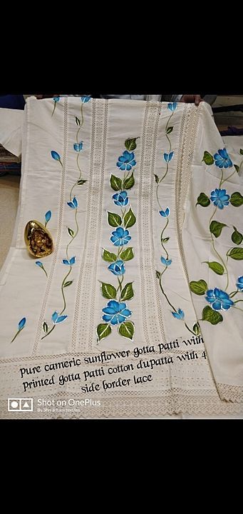 Top - pure cotton printed with gota pati 
Bottom - cotton
Pure duppta with embroidery and gottapaiti uploaded by Radhe Kripa Creation on 8/29/2020