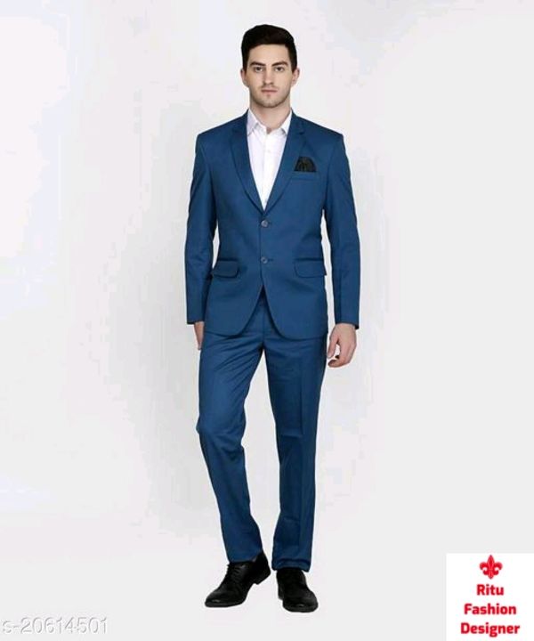 TRULYFAB BLUE STYLISH COTTON BLEND PARTY, CASUAL &FORMAL WEAR MEN'S 2 PIECE SUIT uploaded by Manmohan Srivastava on 8/11/2021