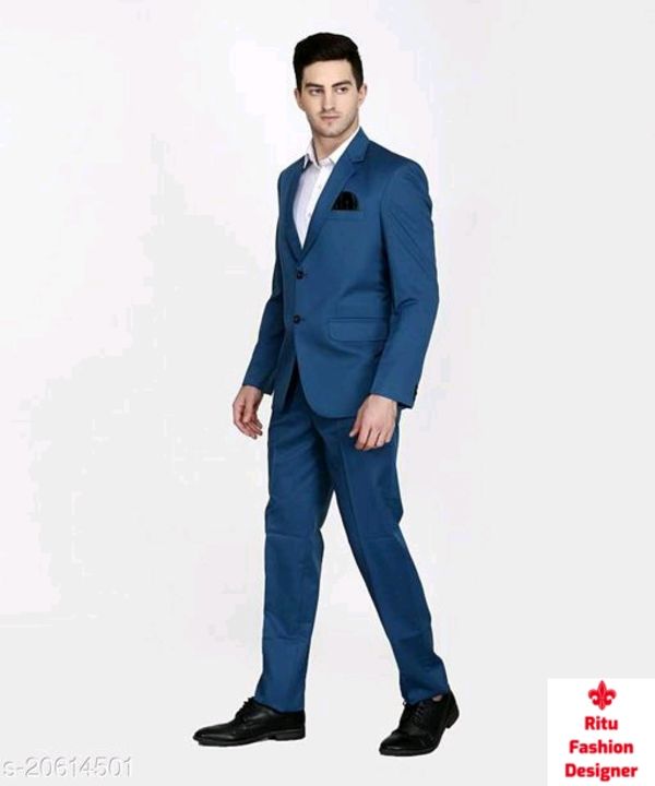 TRULYFAB BLUE STYLISH COTTON BLEND PARTY, CASUAL &FORMAL WEAR MEN'S 2 PIECE SUIT uploaded by Manmohan Srivastava on 8/11/2021