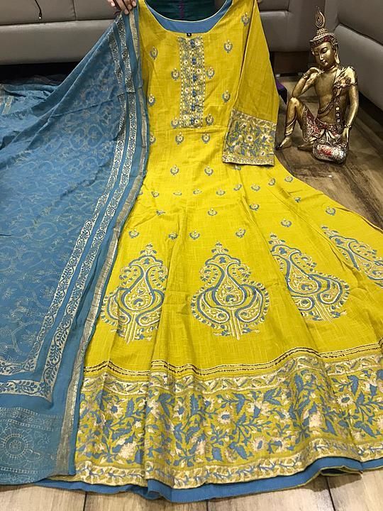 *NP*

Premium cotton  gown with beautiful block print & foil print duppata.

Size 38 40 42 44 uploaded by business on 8/29/2020
