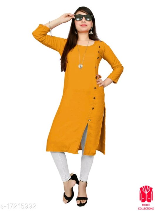 Women Rayon High- Slit Solid Yellow Kurti uploaded by M Shop  on 8/11/2021