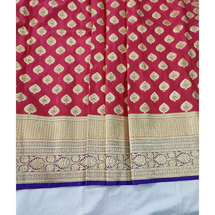 Banarasi satin silk saree with contrast border and heavy pallu uploaded by business on 8/29/2020