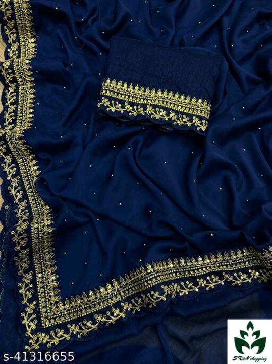 Rangoli silk Embroidered sequins hand work border saree with blouse pic uploaded by 🌺ATTRACTIVE COLLECTIONS 🌺 on 8/11/2021
