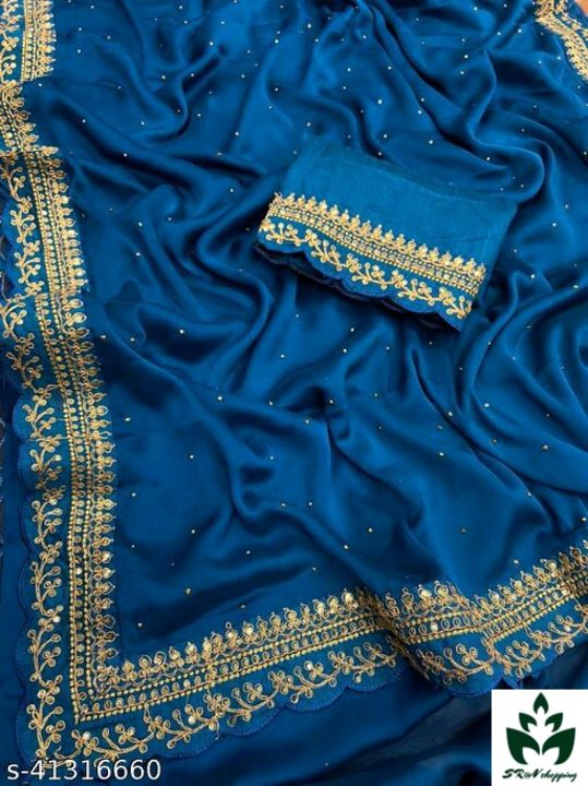Rangoli silk Embroidered sequins hand work border saree with blouse pic uploaded by 🌺ATTRACTIVE COLLECTIONS 🌺 on 8/11/2021