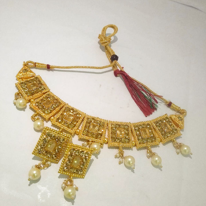 Product image with price: Rs. 135, ID: stylish-flexible-golden-stone-pearl-necklace-set-42727e81