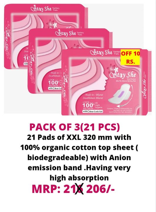 Stay she advance sanitary napkins combo pack 21 pcs uploaded by business on 8/12/2021