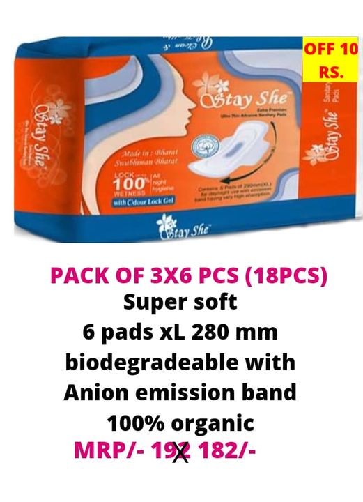 Stay she advance sanitary napkins combo pack 18 pcs uploaded by business on 8/12/2021