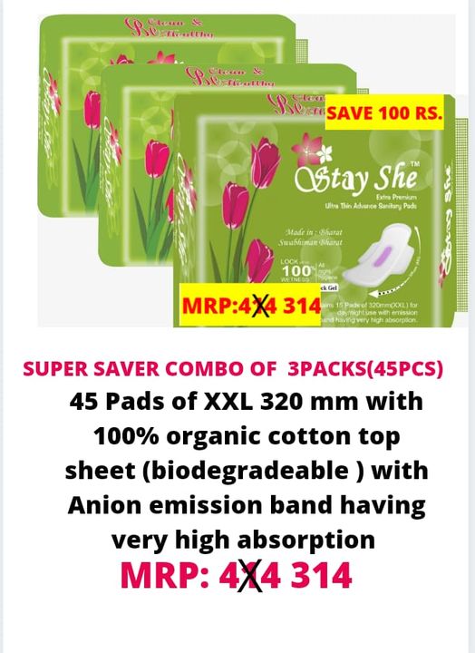 Stay she advance sanitary napkins combo 45 pcs  uploaded by business on 8/12/2021