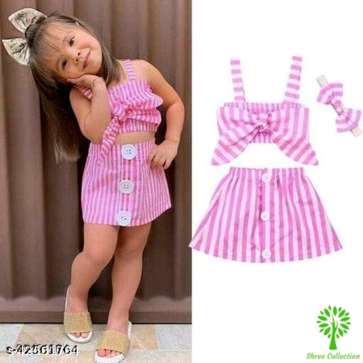 Post image Catalog Name:*Pretty Stylish Girls Top &amp; Bottom Sets*Top Fabric: RayonBottom Fabric: RayonSleeve Length: SleevelessTop Pattern: PrintedBottom Pattern: PrintedMultipack: SingleAdd-Ons: Bow TieSizes:0-1 Years, 1-2 Years (Top Chest Size: 22 in, Top Length Size: 18 in, Bottom Waist Size: 17 in, Bottom Length Size: 10 in) 2-3 Years, 3-4 Years, 4-5 Years, 5-6 YearsEasy Returns Available In Case Of Any Issue             Contact me.my wtspno.                .9439730988