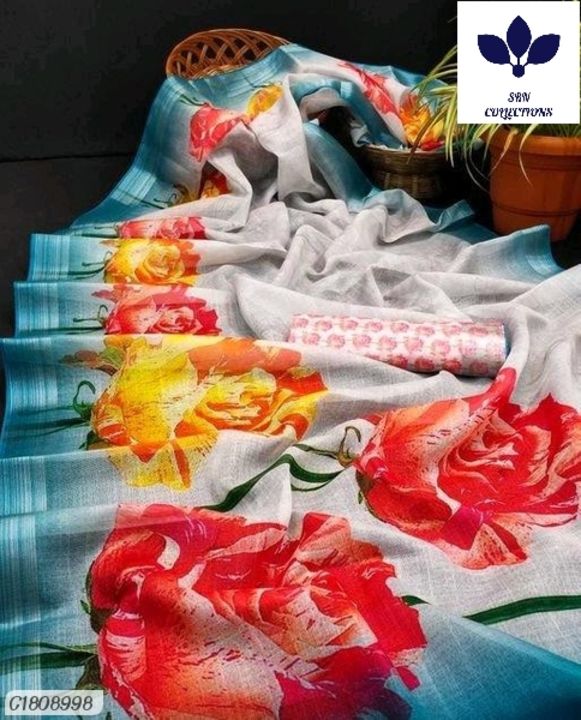 *Catalog Name:* Pretty Digital Print Linen Sarees
 uploaded by 🌺ATTRACTIVE COLLECTIONS 🌺 on 8/12/2021