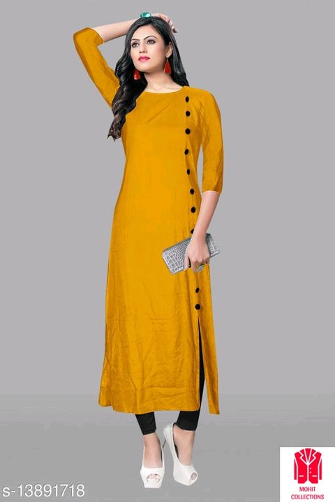Women Rayon A-line Solid Mustard Kurti uploaded by business on 8/13/2021