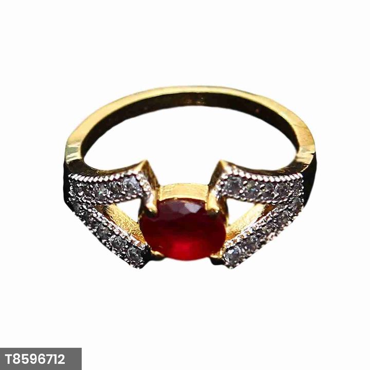 Indian Traditional Cocktail Ring Trillion Cubic Zircon White Gorgeous Yellow Gold Plated Fashion Jew uploaded by business on 8/13/2021