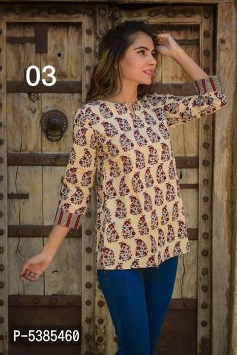 Beautiful Cotton Slub Heavy Quality Digital Printed Short Kurta With Wooden Button For Women uploaded by 🌺ATTRACTIVE COLLECTIONS 🌺 on 8/13/2021