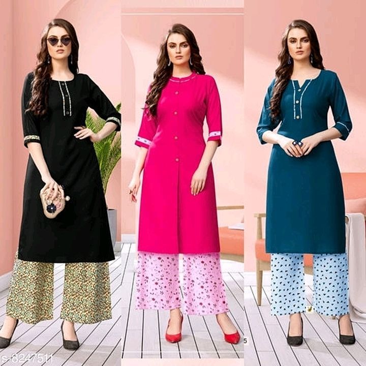 Post image Kurti plazo set for women
Combo of 3
Buy 2 get 1 offer
Price ****-1700 + free shipping
Book fast
Whatsapp +916378346746
