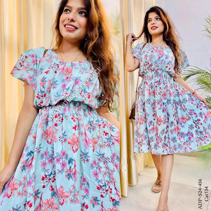 ADP Brand New Floral print polycrepe women short dress ( slim to plus ) 🌸🌸🌸
 uploaded by ADP CLOTHINGS on 8/13/2021