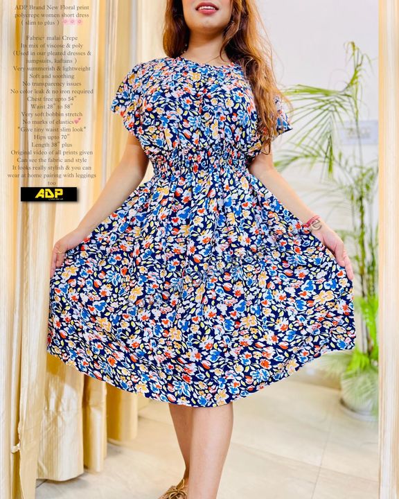 ADP Brand New Floral print polycrepe women short dress ( slim to plus ) 🌸🌸🌸
 uploaded by ADP CLOTHINGS on 8/13/2021