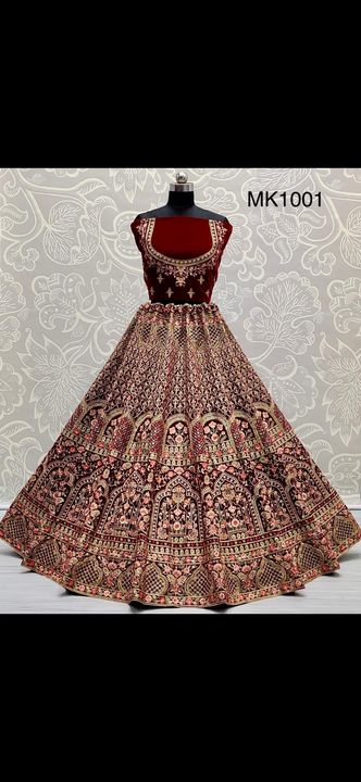 Flaired velvet designer Multi thread embroidered bridal Lehengacholi 
 uploaded by RK ENTERPRISES on 8/14/2021