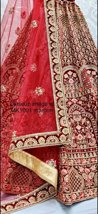 Flaired velvet designer Multi thread embroidered bridal Lehengacholi 
 uploaded by RK ENTERPRISES on 8/14/2021