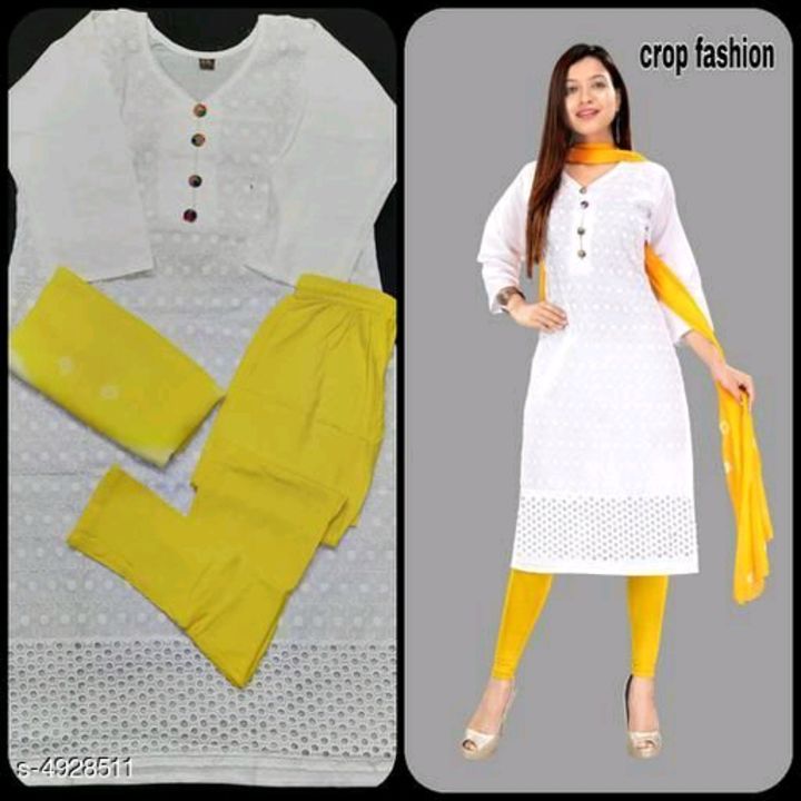 Women Cotton A-line Embroidered Kurta Set With Legging uploaded by Sunaina Rao on 8/14/2021