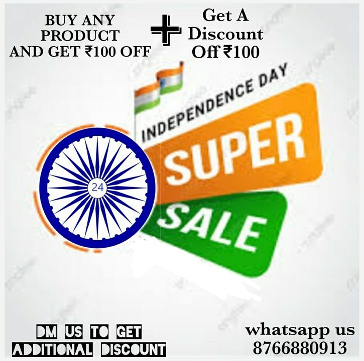 Post image 🥳🎉🇮🇳INDEPENDENCE DAY OFFER🇮🇳🎉🥳
🤩GET UPTO ₹200 OFF ON EACH PRODUCT🤩
😍😍DM US NOW TO GRAB THE OFFER😍😍
Follow us on our Instagram accountindia_store_24
https://www.instagram.com/india_store_24/