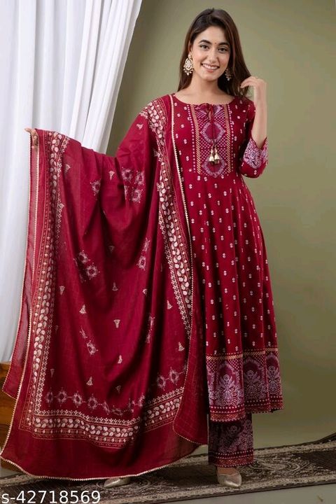 Cotton blend dress with dupatta uploaded by business on 8/15/2021