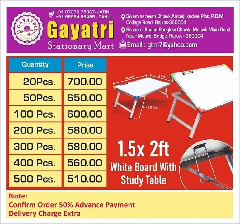Whiteboard type  studytable uploaded by Gayatri stationery mart  on 8/31/2020