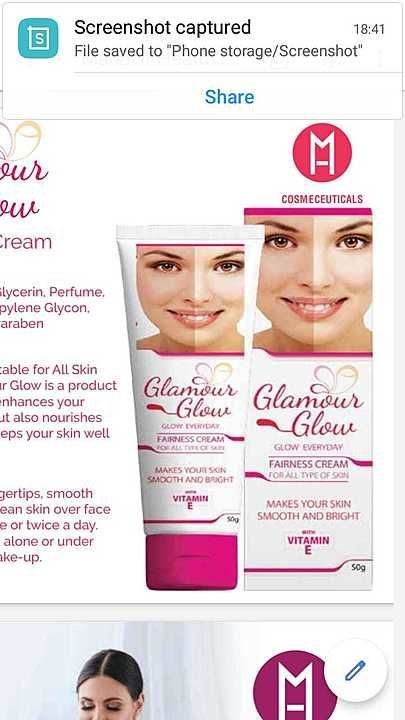 Glamours glow fairness cream for men and women 69INR mrp uploaded by business on 8/31/2020