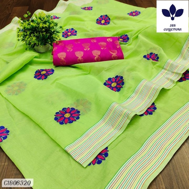 Catalog Name:* Fantastic Embroidered Cotton Saree uploaded by business on 8/15/2021