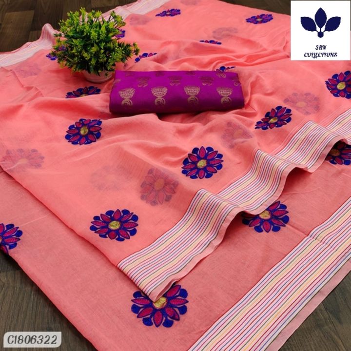 Catalog Name:* Fantastic Embroidered Cotton Saree uploaded by 🌺ATTRACTIVE COLLECTIONS 🌺 on 8/15/2021